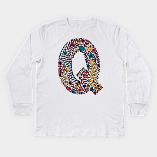 Tropical Letter Q Kids Long Sleeve T-Shirt